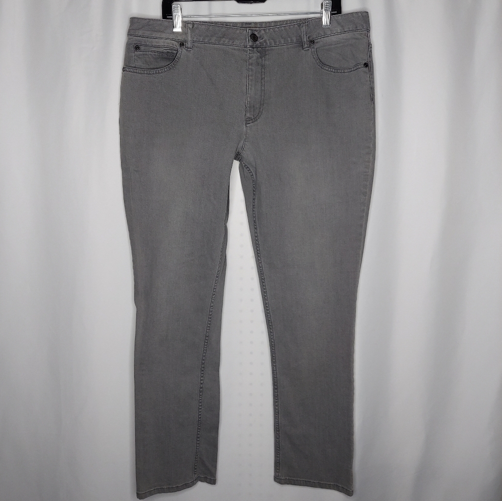 J Jill Jeans 16 Gray Slim Leg Stretch Pocket Button Zip Denim